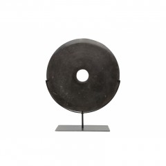 BLACK STONE COIN ON STAND - DECOR OBJECTS